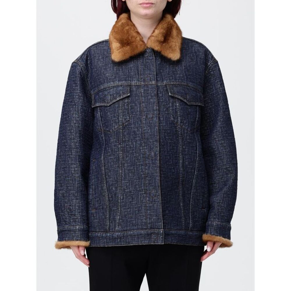 Fendi Women Denim Jacket Fendi With A Fur Collar And Cuffs In A Relaxed Fit